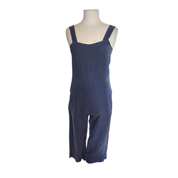 Everlane Jumpsuit Womens 2 Blue Linen Beach Wide Leg Sleeveless One Piece Boho - Picture 1 of 5